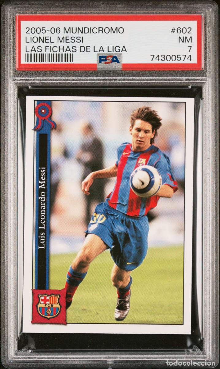 Cromos de f&uacute;tbol: Lionel Messi #602 FC Barcelona Mundicromo Las Fichas de la Liga 2005 2006 PSA 7