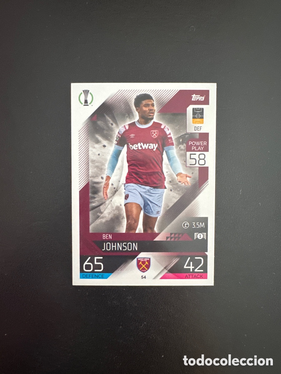 Football Stickers: JOHNSON WEST HAM N&Uacute;MERO 54 MATCH ATTAX 2022 2023