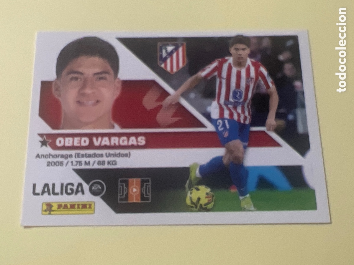 Cromos de f&uacute;tbol: C5459. Obed Vargas n&uacute;mero 14B del Atl&eacute;tico de Madrid cromo liga este 26-27 2026-2027