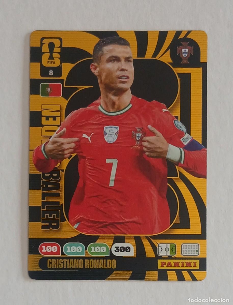 Figurine di Calcio: CROMO n&ordm; 8 CRISTIANO RONALDO PORTUGAL GOLDEN BALLER ADRENALYN XL FIFA WORLD CUP 2026 DE PANINI.
