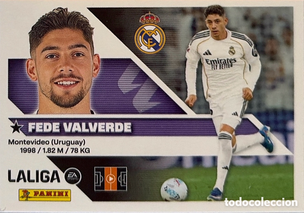 Cromos de f&uacute;tbol: 12.- Fede Valverde (R. MADRID) - COLECCIONES ESTE 2026/27 (PANINI)