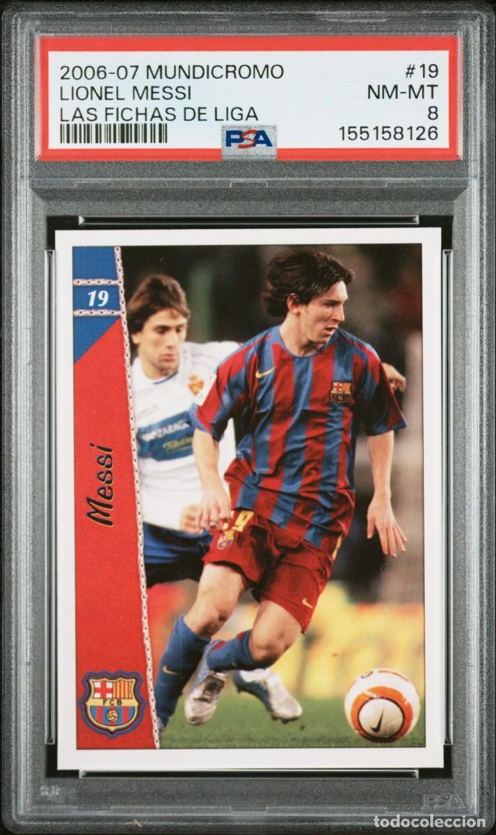 Cromos de f&uacute;tbol: Messi #19 FC Barcelona Mundicromo Las Fichas de la Liga 2006 07 PSA 8