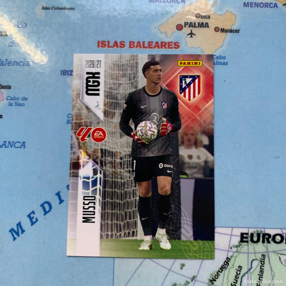 Cromos de f&uacute;tbol: Musso n&uacute;mero 57 del Atl&eacute;tico de Madrid megacracks 26-27 2026-2027