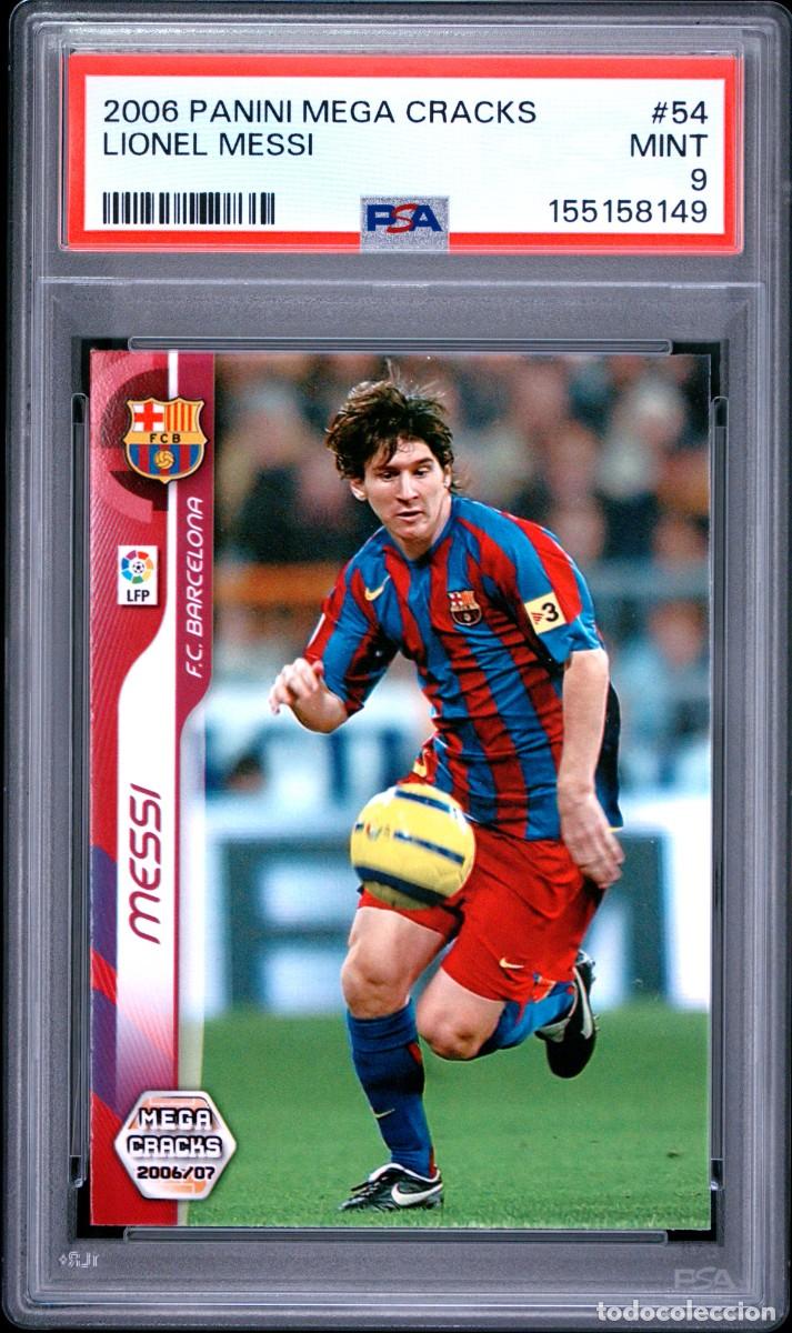 Cromos de f&uacute;tbol: Messi #54 FC Barcelona Panini Megacracks 2006 07 PSA 9