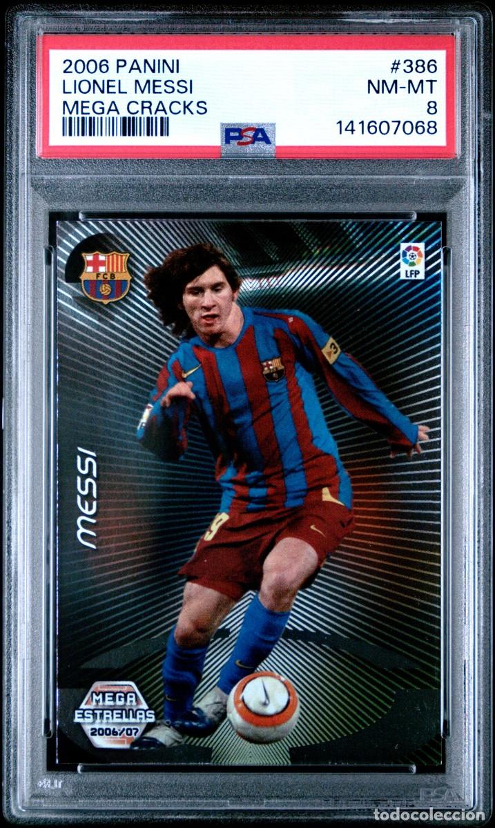 Cromos de f&uacute;tbol: Messi #386 FC Barcelona Panini Megacracks 2006 07 PSA 8