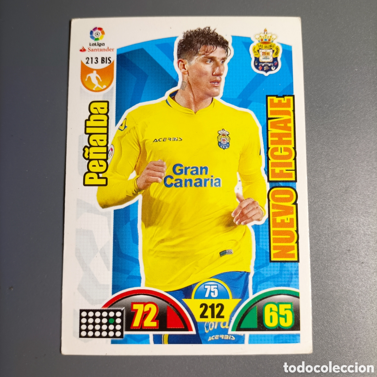 Cromos de f&uacute;tbol: ADRENALYN. LIGA 2017-2018 (LAS PALMAS) №213 BIS. PE&Ntilde;ALBA / NUEVO FICHAJE