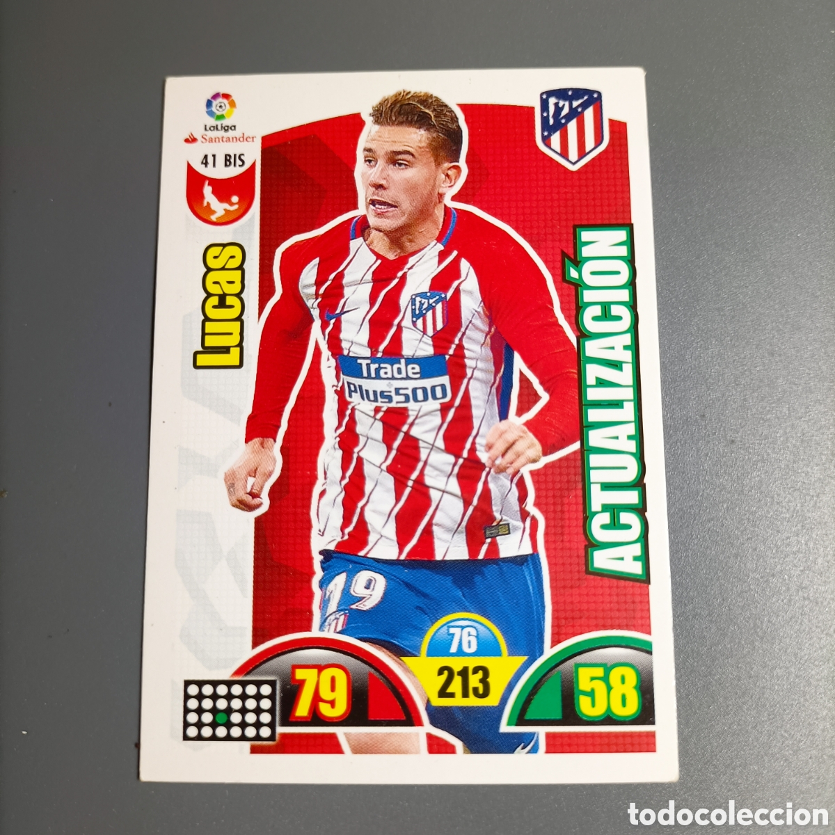 Cromos de f&uacute;tbol: ADRENALYN. LIGA 2017-2018 (ATL&Eacute;TICO) №41 BIS. LUCAS / ACTUALIZACI&Oacute;N