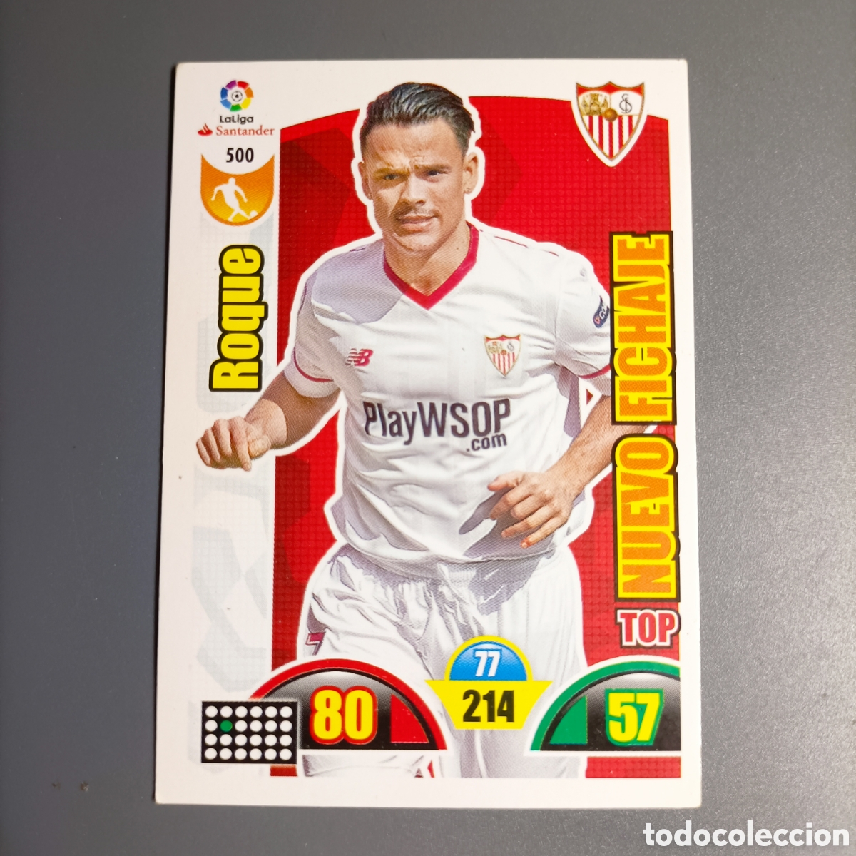Cromos de f&uacute;tbol: ADRENALYN. LIGA 2017-2018 (SEVILLA) №500 ROQUE / TOP NUEVO FICHAJE