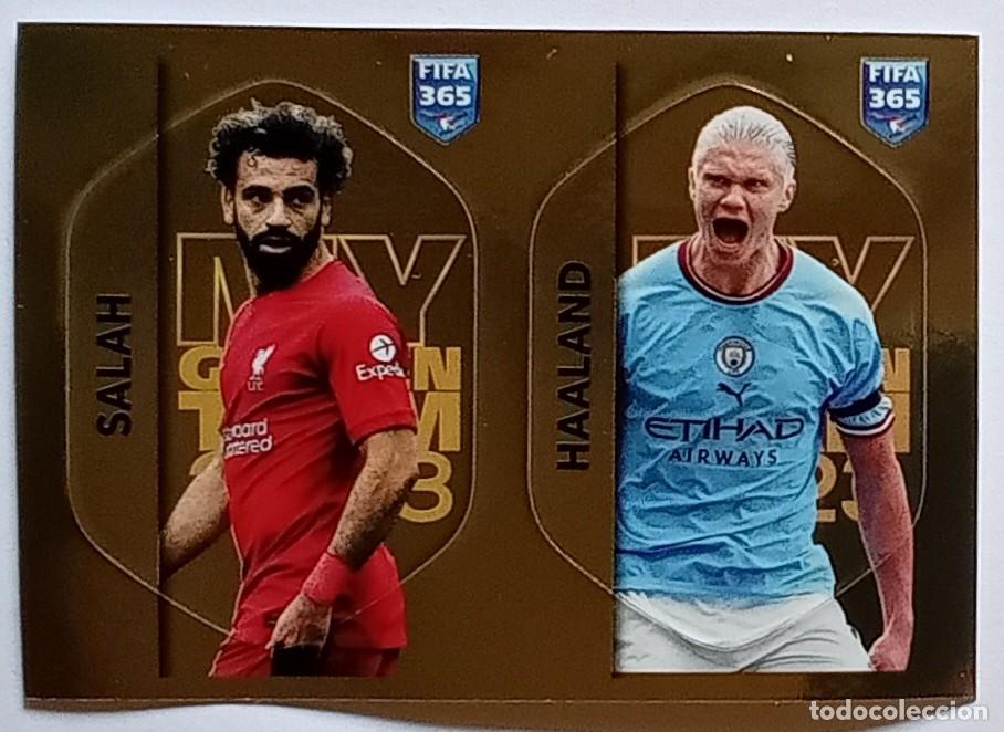 Cromos de f&uacute;tbol: Figurina Panini 2022-23 Cromo Fifa 365 2023 Salah Haaland Liverpool Manchester City My Golden Team