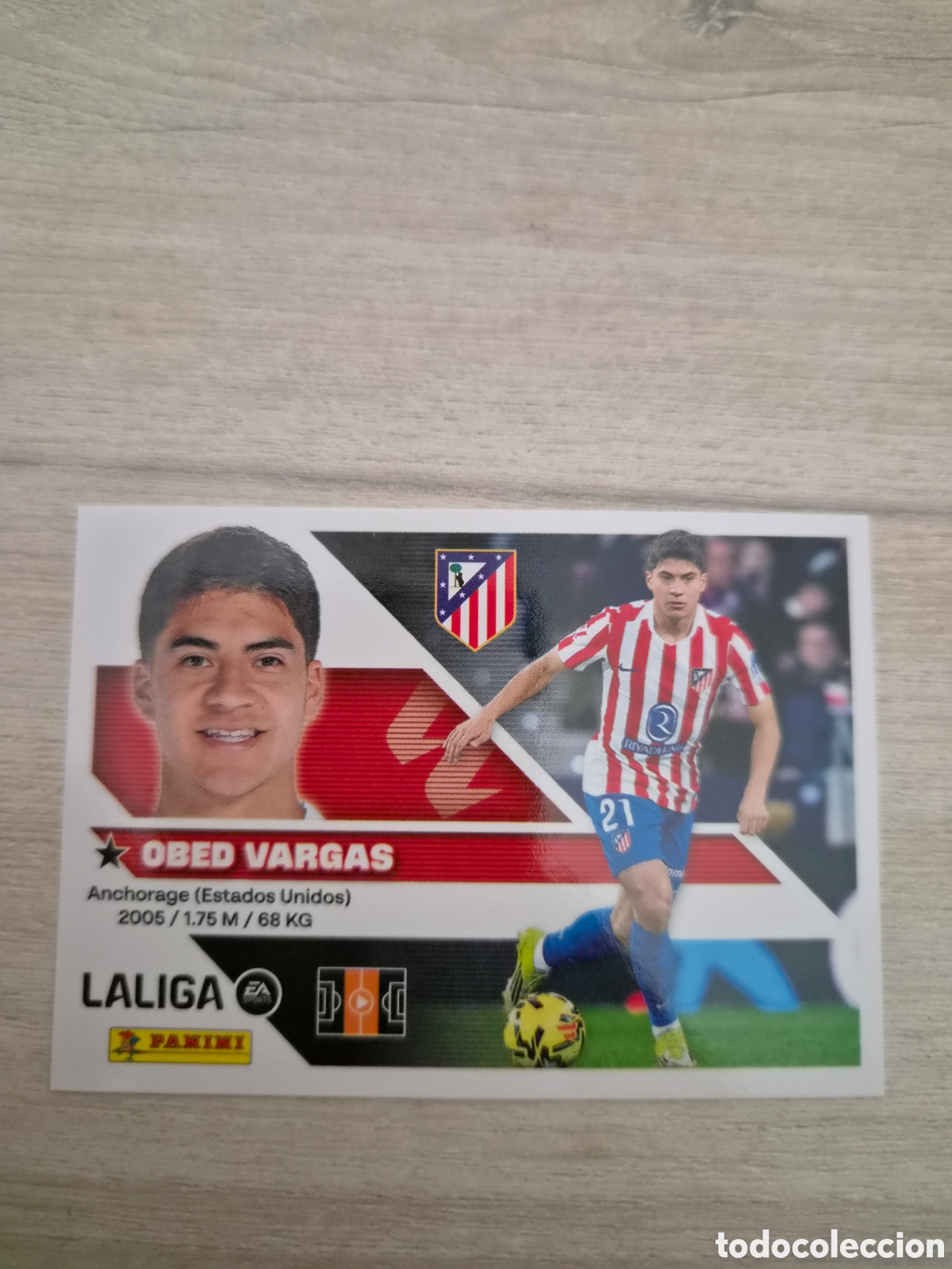 Cromos de f&uacute;tbol: N&deg;14B Atl&eacute;tico de Madrid Obed Vargas Liga Este 26/27