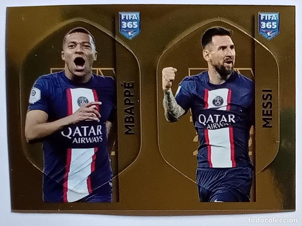 Cromos de f&uacute;tbol: Figurina Panini 2022-23 Cromo Fifa 365 2023 Kylian Mbapp&eacute; Lionel Messi PSG My Golden Team