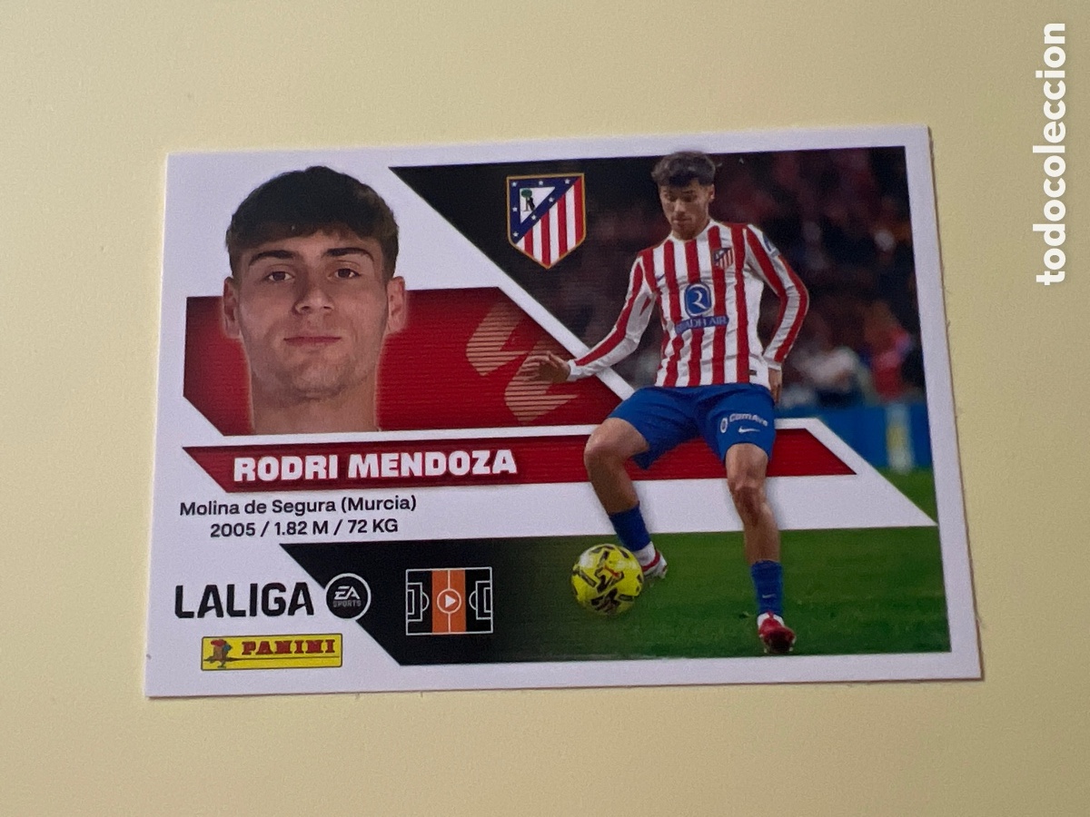 Cromos de f&uacute;tbol: C5465. Cromo Liga 2026 2027. 26 27. Rodri Mendoza. Atl&eacute;tico de Madrid. N. &ordm; 14 A. ESTE. Panini