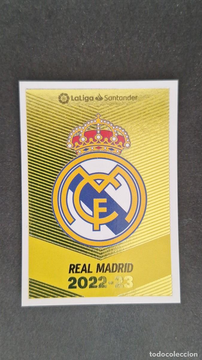 Cromos de f&uacute;tbol: L1 ESCUDO REAL MADRID LIGA ESTE 2022 2023 22 23 NUNCA PEGADO SIN PEGAR
