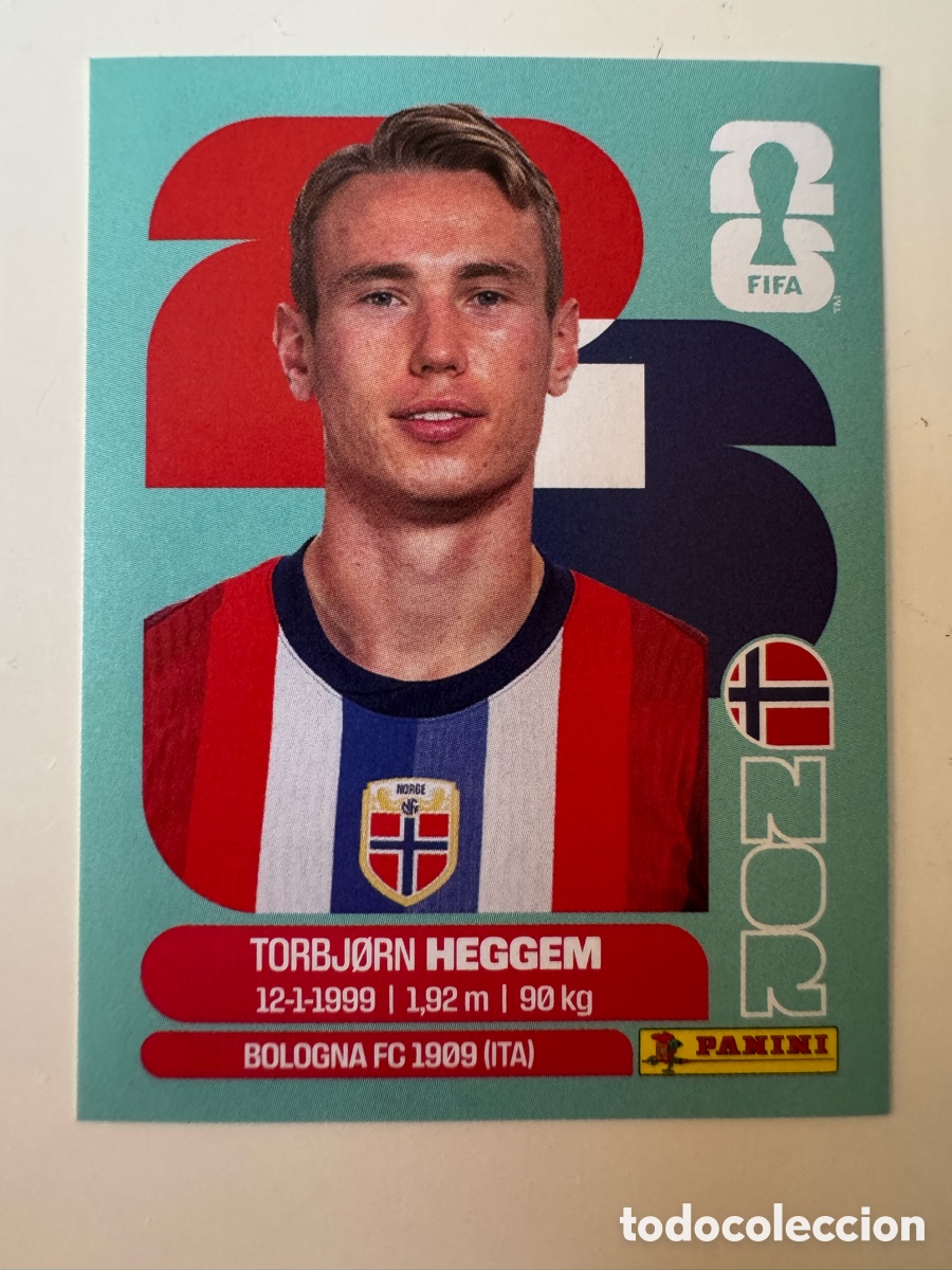 Cromos de f&uacute;tbol: FIFA WORLD CUP 2026 STICKER PANINI &ndash; Torbj&oslash;rn Heggem &ndash; Noruega NOR8