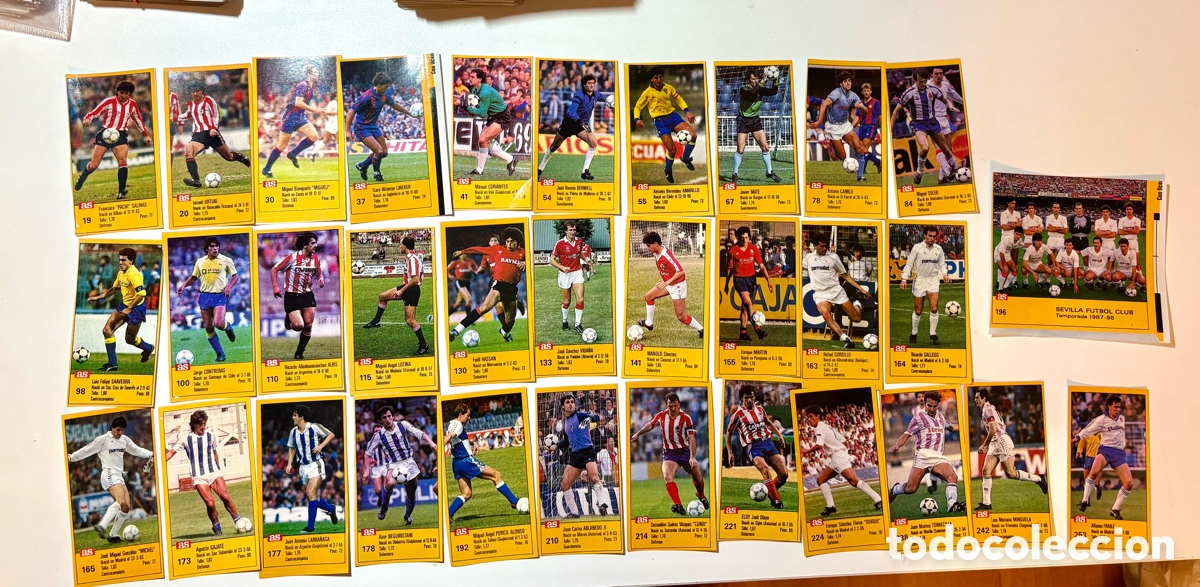Cromos de Futebol: Lote de 33 Cromos Sin Pegar &rdquo;Los Ases de la Liga 1987/1988&rdquo; - Diario AS - Impecables