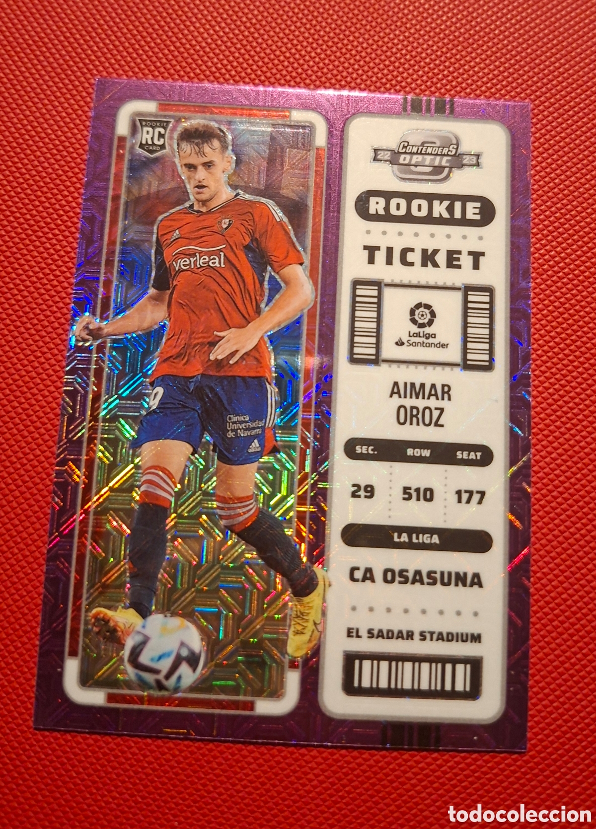 Cromos de f&uacute;tbol: Osasuna Panini Chronicles Base La Liga 2022 mojo p&uacute;rpura Prizm Aimar Oroz novato RC 1u4