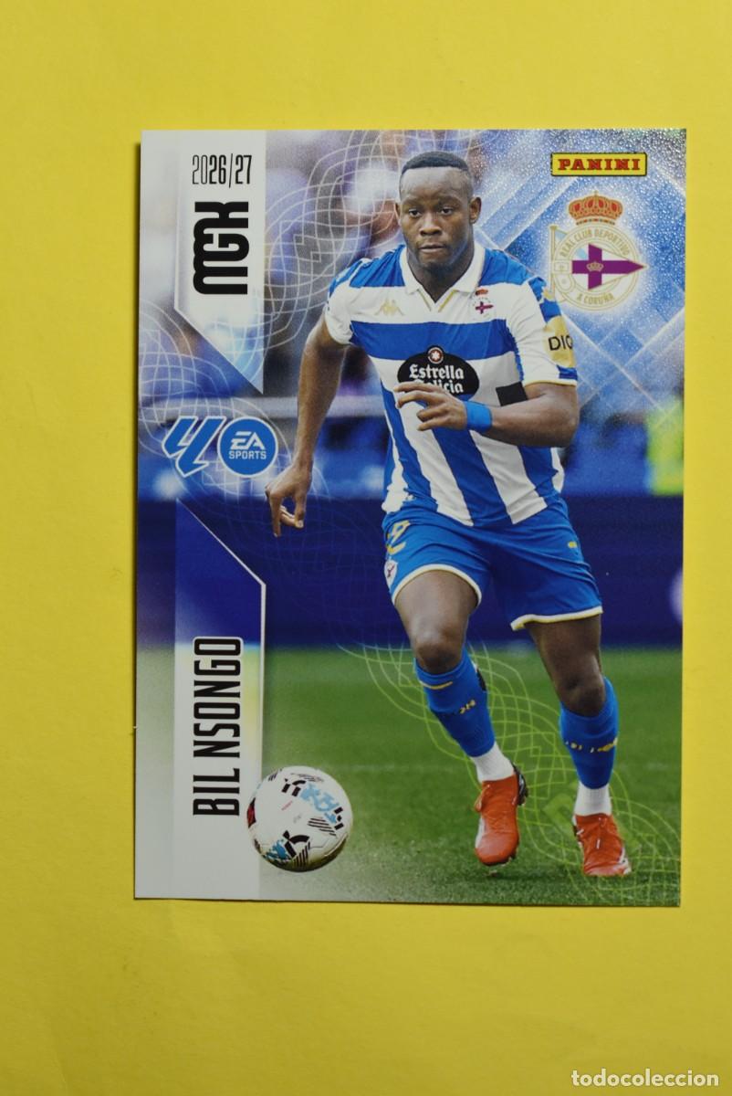 Cromos de f&uacute;tbol: Cromo La Liga. Megacracks. 2026 2027. 26 27. Bil Nsongo. Deportivo. N. &ordm; 144. Panini