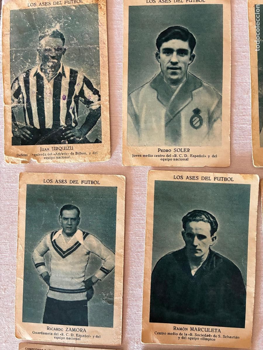 Cromos de f&uacute;tbol: Cromos chocolates Zuricalday Espa&ntilde;ol,Real Sociedad,Athletic Bilbao Soler,Zamora,Marculeta y Urquizu