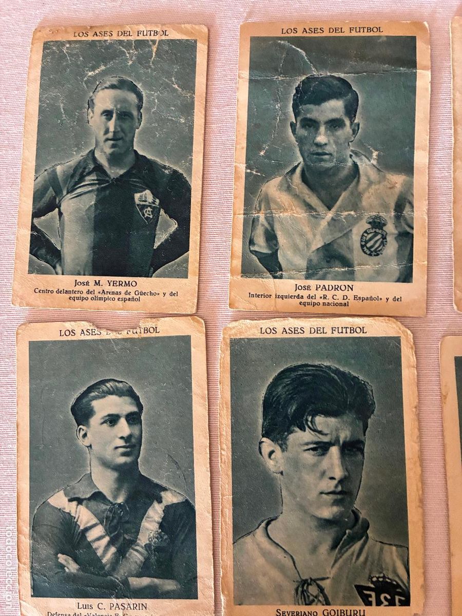 Cromos de f&uacute;tbol: Chocolates Zuricalday Arenas de Guecho,Espa&ntilde;ol,Barcelona,Valencia,Goiburu,Pasarin,Yermo,Padron