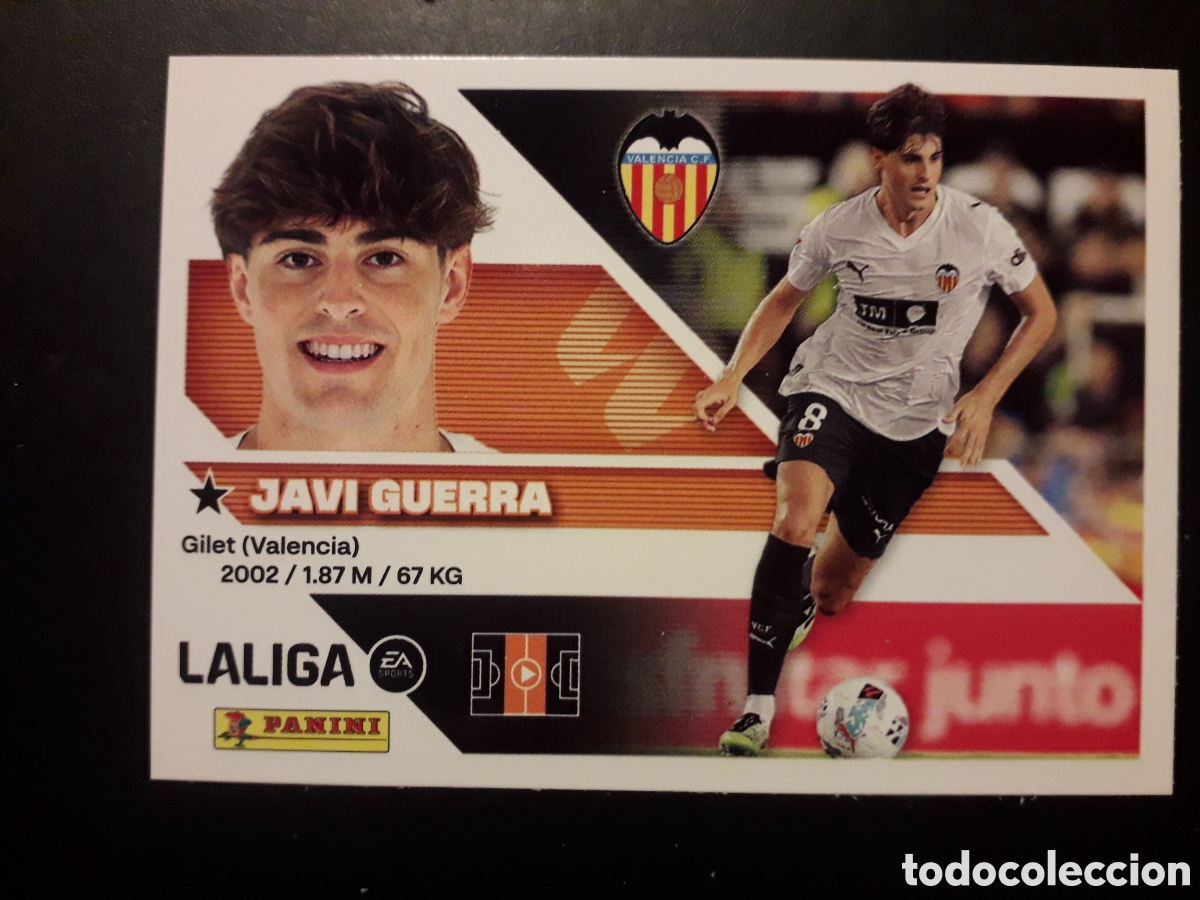 Cromos de f&uacute;tbol: JAVI GUERRA VALENCIA CF N&deg; 13 ED ESTE 2026 2027 26 27 SIN PEGAR PEDIDO M&Iacute;NIMO 3&euro;