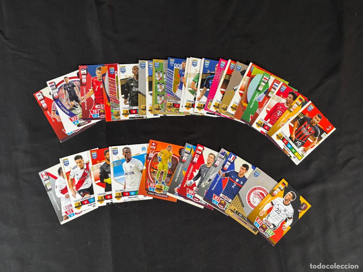 Cromos de f&uacute;tbol: LOTE 30 CARTAS PANINI FIFA 365 Y QATAR 2022 ADRENALYN XL + ESPECIALES