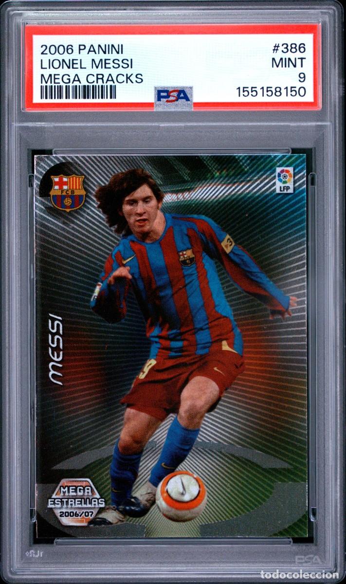 Cromos de f&uacute;tbol: Messi #386 FC Barcelona Panini Megacracks 2006 07 PSA 9