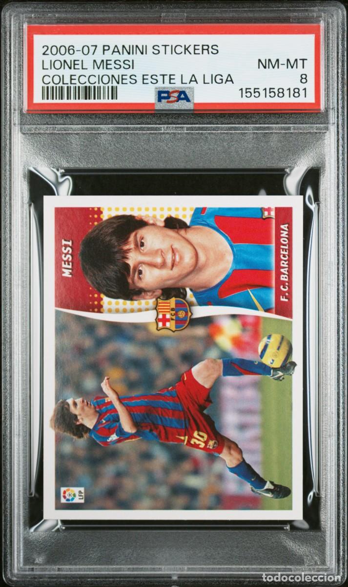 Cromos de f&uacute;tbol: Lionel Messi FC Barcelona Panini Stickers Colecciones ESTE 2006 2007 PSA 8