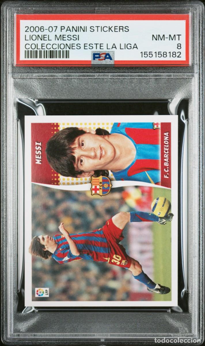Cromos de f&uacute;tbol: Lionel Messi FC Barcelona Panini Stickers Colecciones ESTE 2006 2007 PSA 8