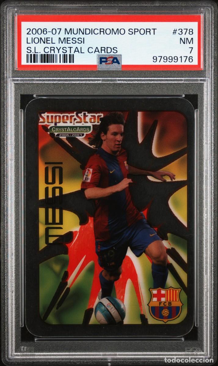 Cartes &agrave; collectionner de Football: Messi #378 FC Barcelona Mundicromo Super Star Crystal Cards 2006 2007 PSA 7