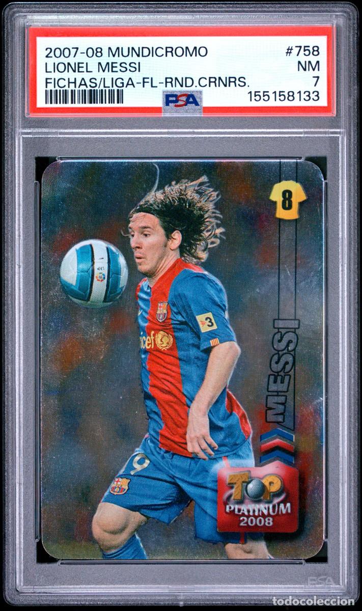Fu&szlig;ball-Sticker: Messi #758 FC Barcelona Mundicromo Top Platinum 2007 08 Psa 7