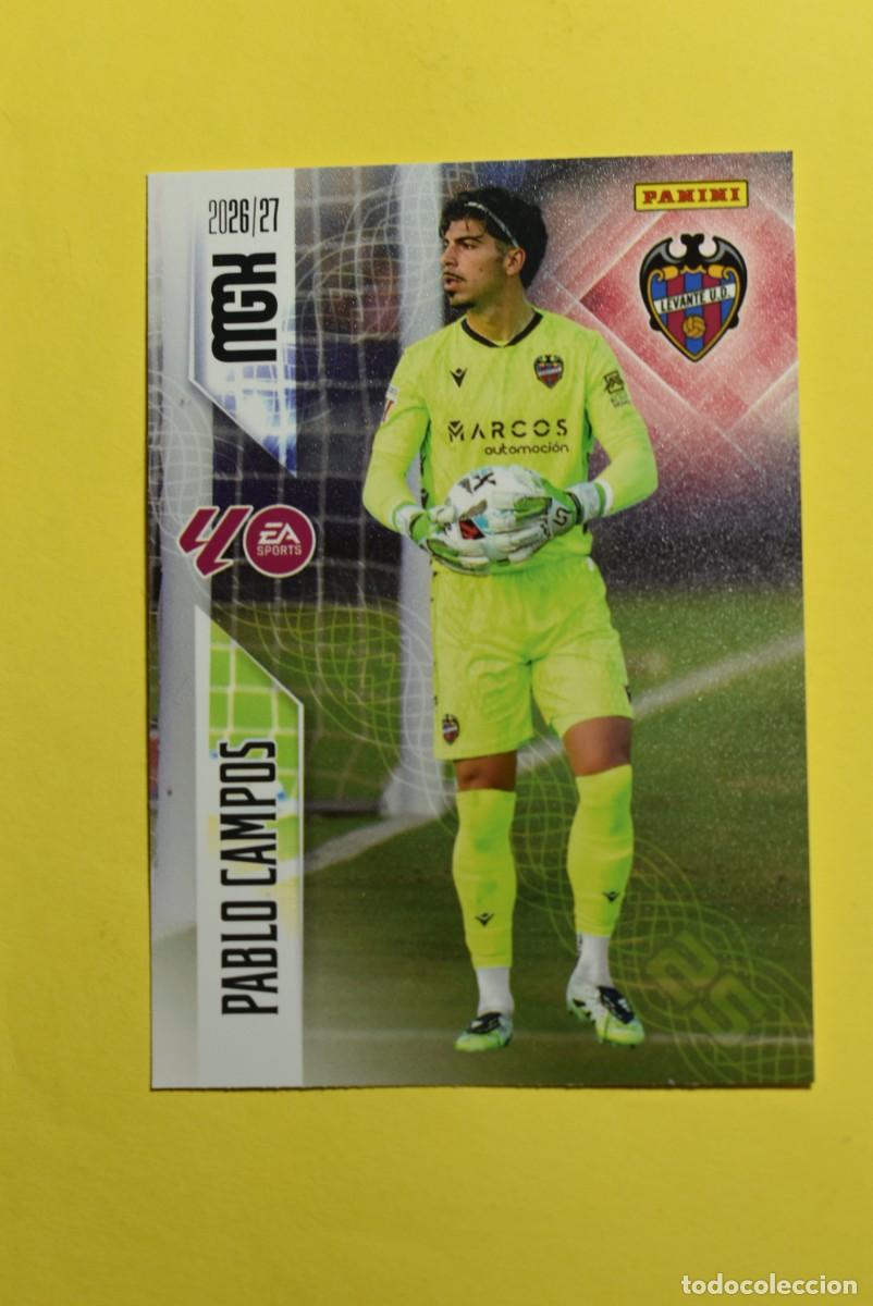 Cromos de f&uacute;tbol: Cromo La Liga. Megacracks. 2026 2027. 26 27. Pablo Campos. Levante. N. &ordm; 201. Panini