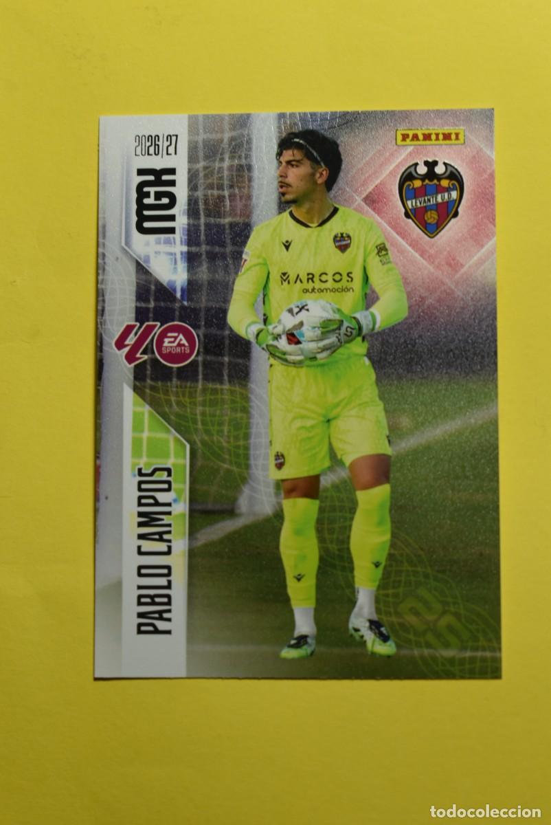 Cromos de f&uacute;tbol: Cromo La Liga. Megacracks. 2026 2027. 26 27. Pablo Campos. Levante. N. &ordm; 201. Panini