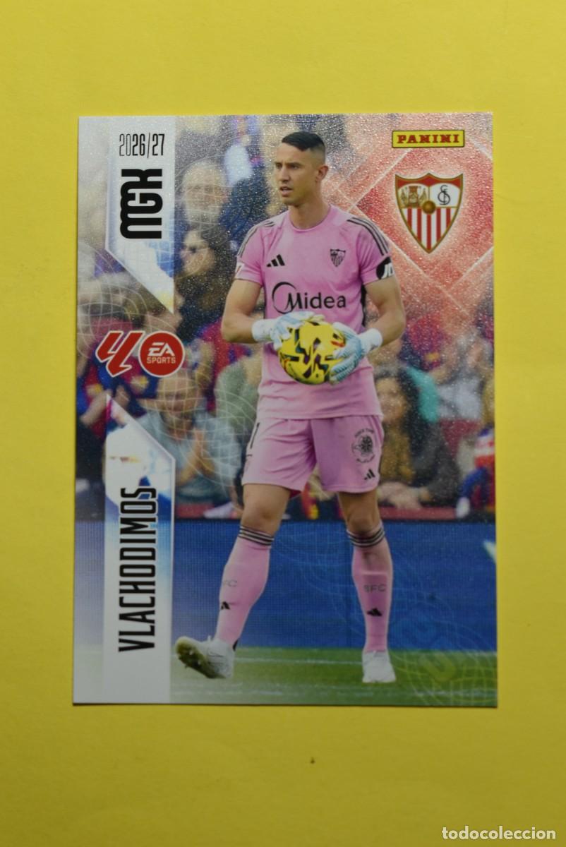 Cromos de f&uacute;tbol: Cromo La Liga. Megacracks. 2026 2027. 26 27. Vlachodimos. Sevilla. N. &ordm; 326. Panini