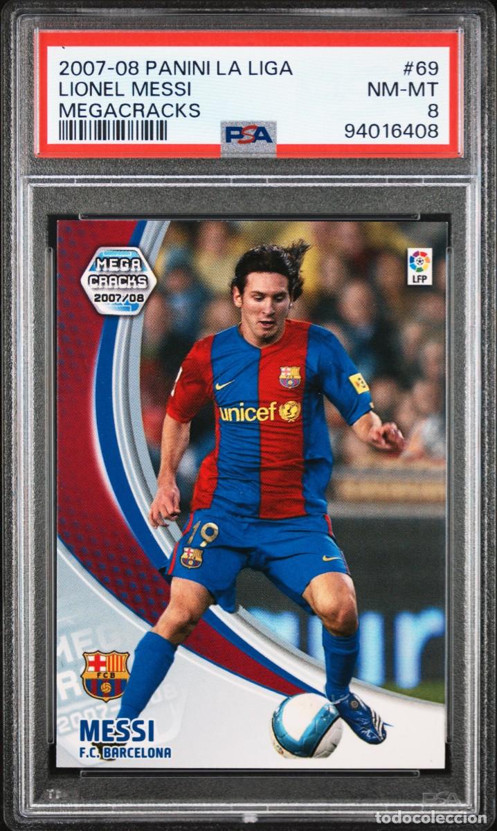 Figurine di Calcio: Messi #69 FC Barcelona Panini Megacracks 2007 2008 PSA 8