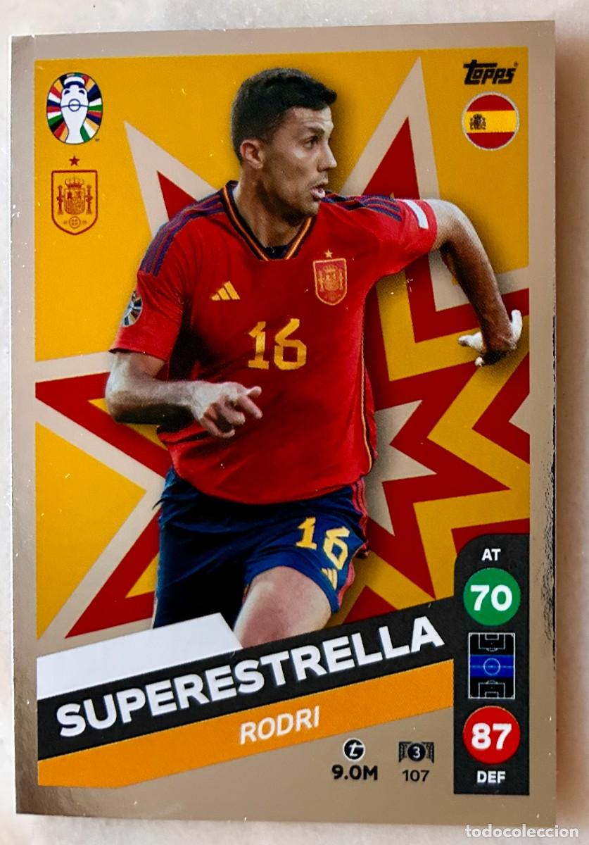 Figurine di Calcio: 107 RODRI ESPA&Ntilde;A SUPERESTRELLA - FICHAS ALBUM TOPPS MATCH ATTAX UEFA EURO 2024 GERMANY LIDL