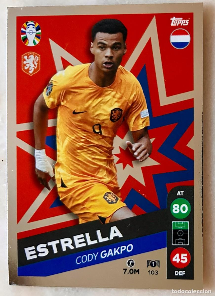Cromos de f&uacute;tbol: 103 CODY GAKPO PA&Iacute;SES BAJOS ESTRELLA - FICHAS ALBUM TOPPS MATCH ATTAX UEFA EURO 2024 GERMANY LIDL