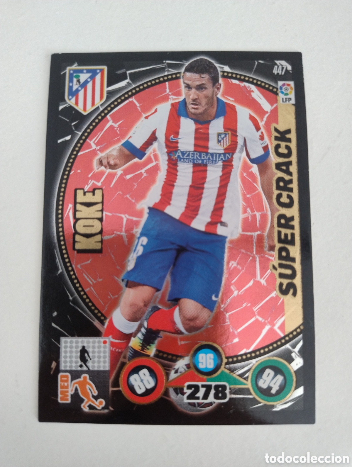 Cromos de f&uacute;tbol: 447 - Koke - Atl&eacute;tico de Madrid - Adrenalyn XL Liga 2014 - 2015 Super Crack