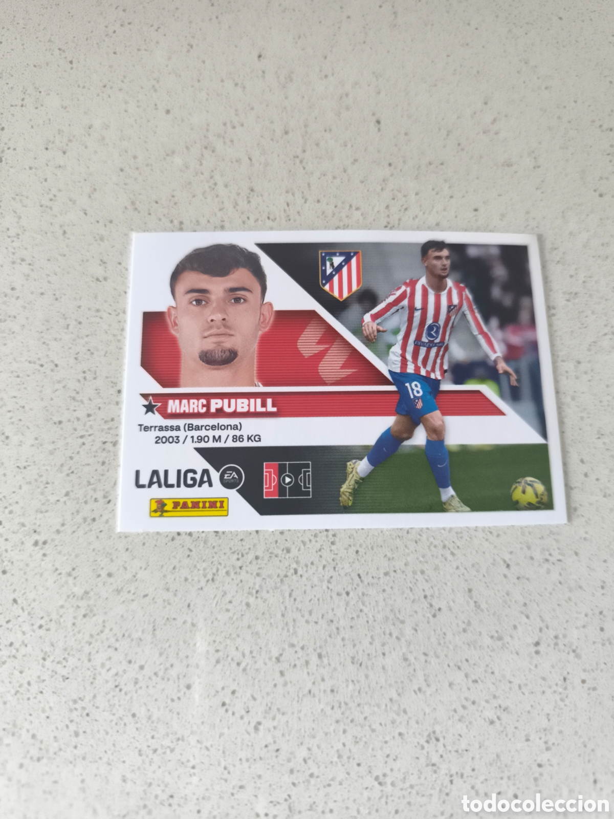 Cromos de f&uacute;tbol: CROMO NUMERO 7 PUBILL ATLETICO DE MADRID. LIGA ESTE 26/27. PANINI.