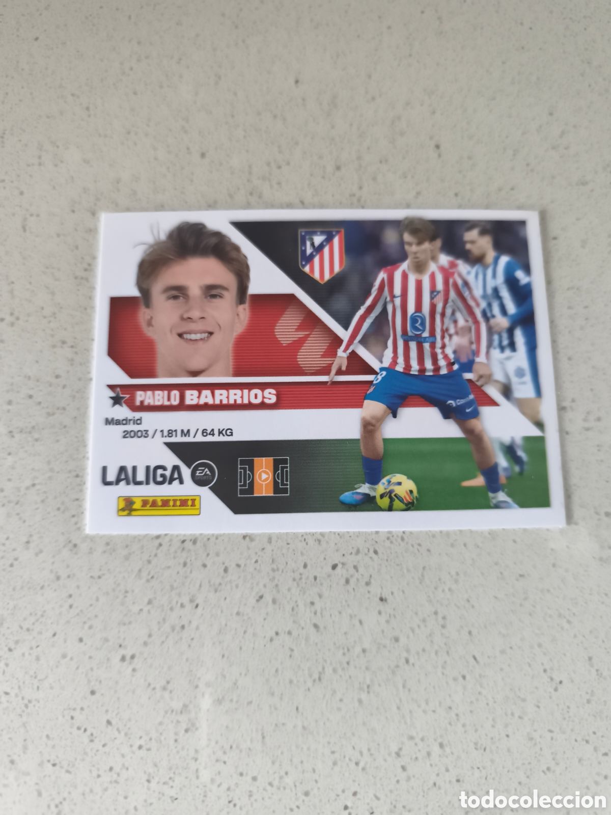 Cromos de f&uacute;tbol: CROMO NUMERO 12 BARRIOS ATLETICO DE MADRID. LIGA ESTE 26/27. PANINI.