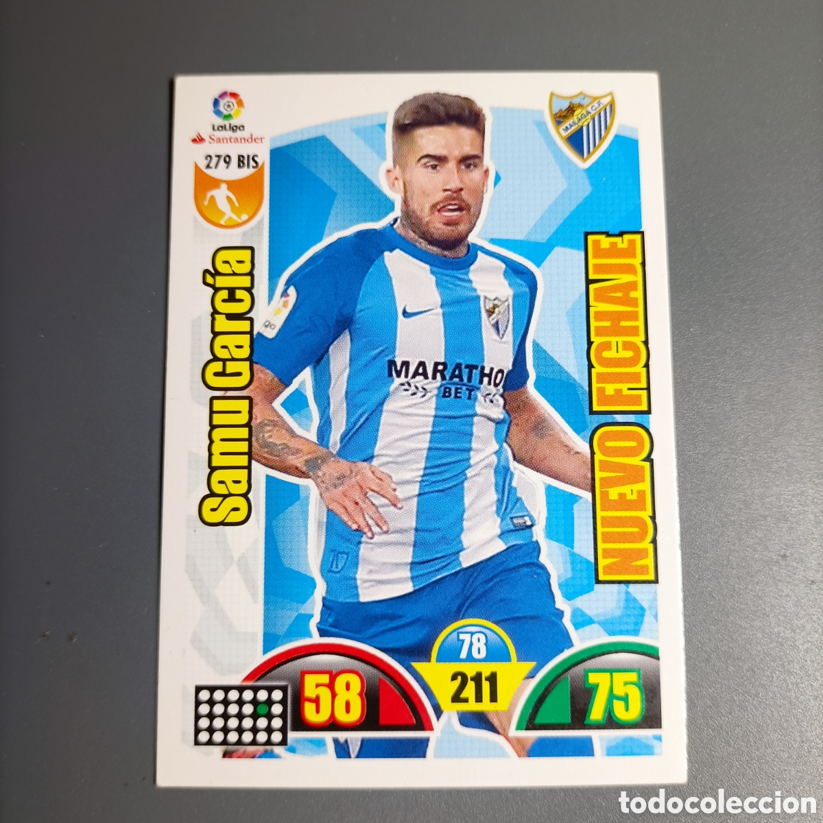 Cromos de f&uacute;tbol: ADRENALYN. LIGA 2017-2018 (MALAGA) №279 BIS. SAMU GARC&Iacute;A / NUEVO FICHAJE