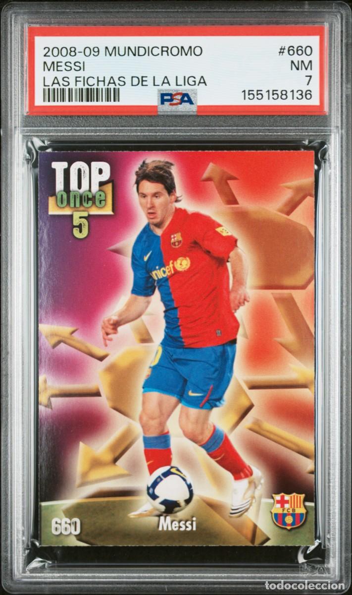 Cromos de f&uacute;tbol: Lionel Messi #660 FC Barcelona Mundicromo Las Fichas de La Liga 2008 09 Psa 7