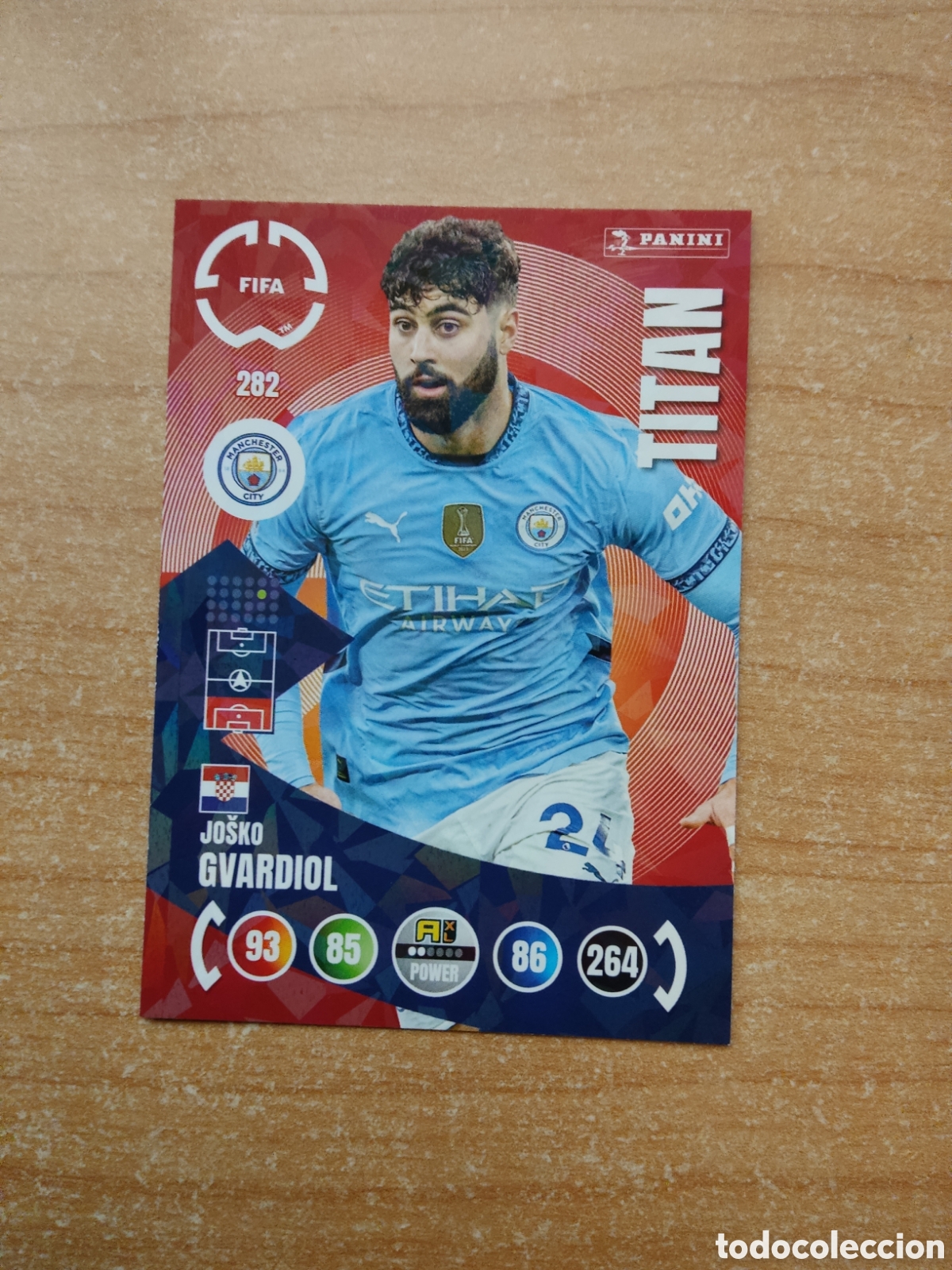 Cromos de f&uacute;tbol: 282 JOSKO GVARDIOL MANCHESTER CITY TITAN MUNDIAL DE CLUBES ADRENALYN 2025