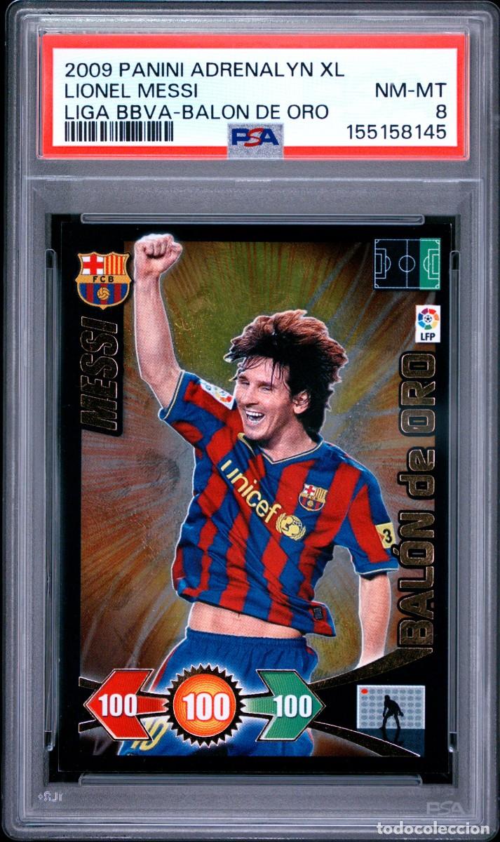 Cromos de f&uacute;tbol: Messi Panini Adrenalyn XL Primer Balon de Oro Liga BBVA 2009 10 PSA 8