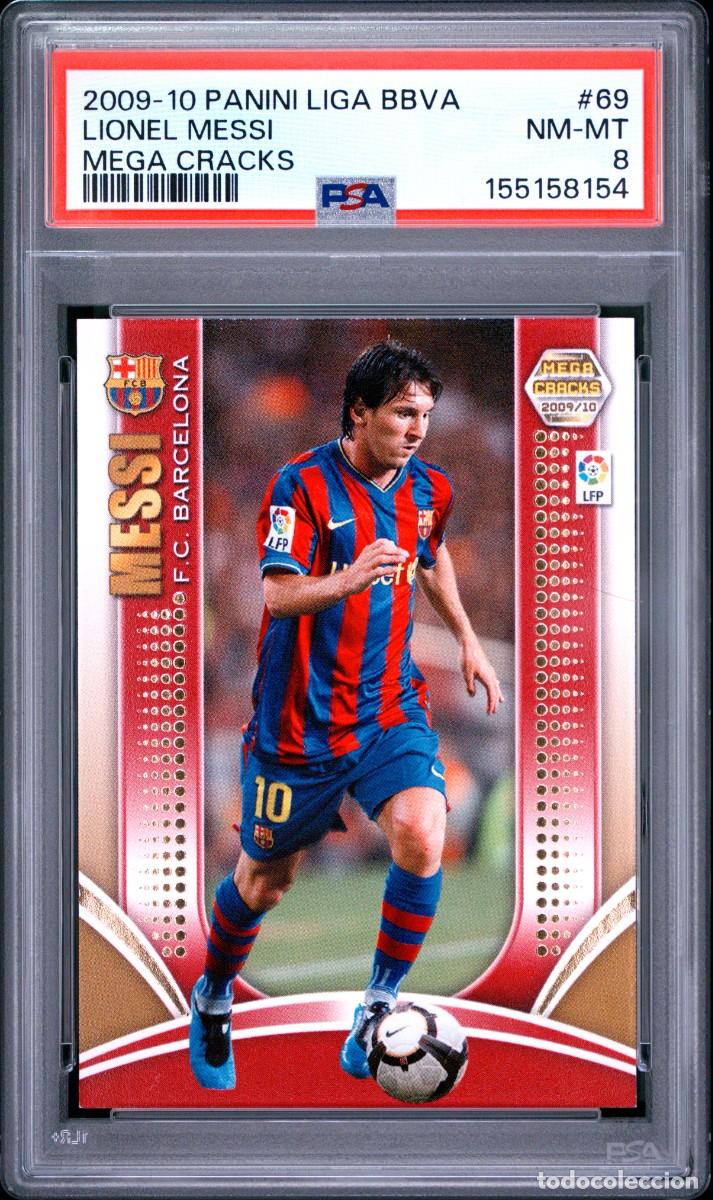 Cromos de f&uacute;tbol: Lionel Messi #69 FC Barcelona Panini Megacracks 2009 2010 PSA 8