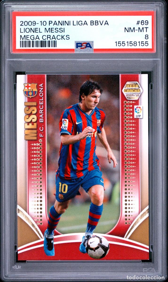 Cromos de f&uacute;tbol: Lionel Messi #69 FC Barcelona Panini Megacracks 2009 2010 PSA 8