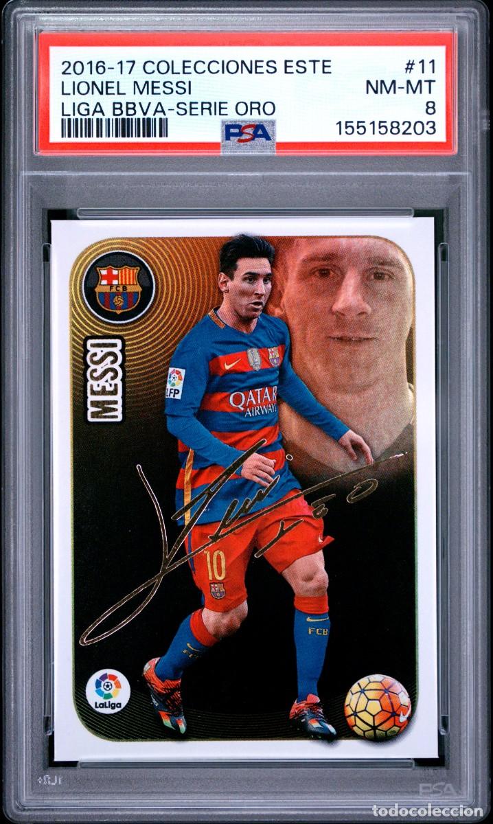 Football Stickers: Lionel Messi #11 Serie Oro Autografo FC Barcelona Liga Este 2016 17 Psa 8