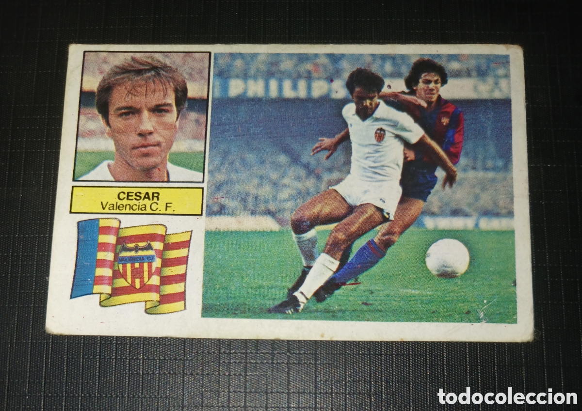 Cromos de f&uacute;tbol: Cromo Cesar Valencia C. F. Ed. Este Liga 1982 1983 82-83 Sin pegar, nunca pegado