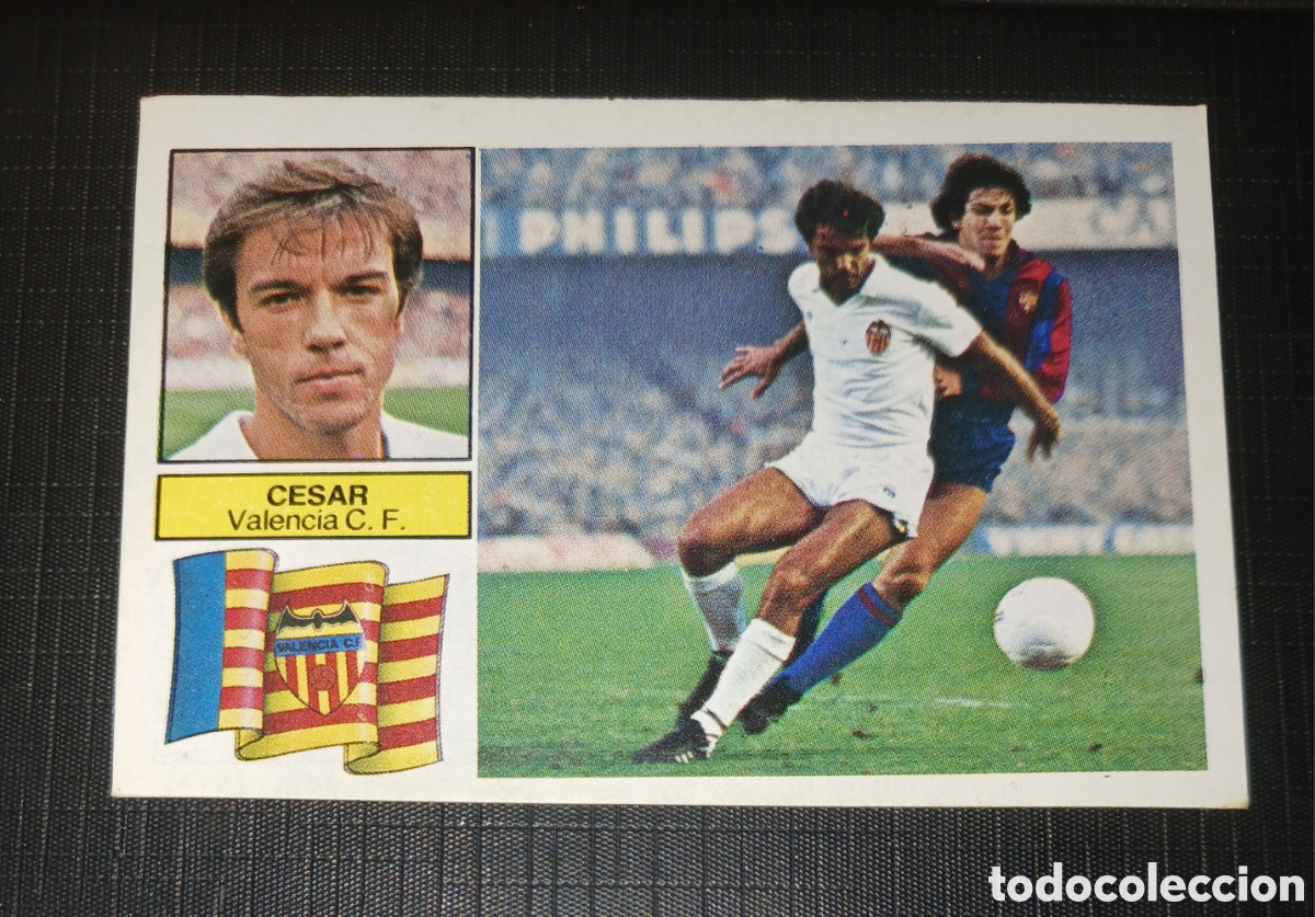 Cromos de f&uacute;tbol: Cromo Cesar Valencia C. F. Ed. Este Liga 1982 1983 82-83 Sin pegar, nunca pegado