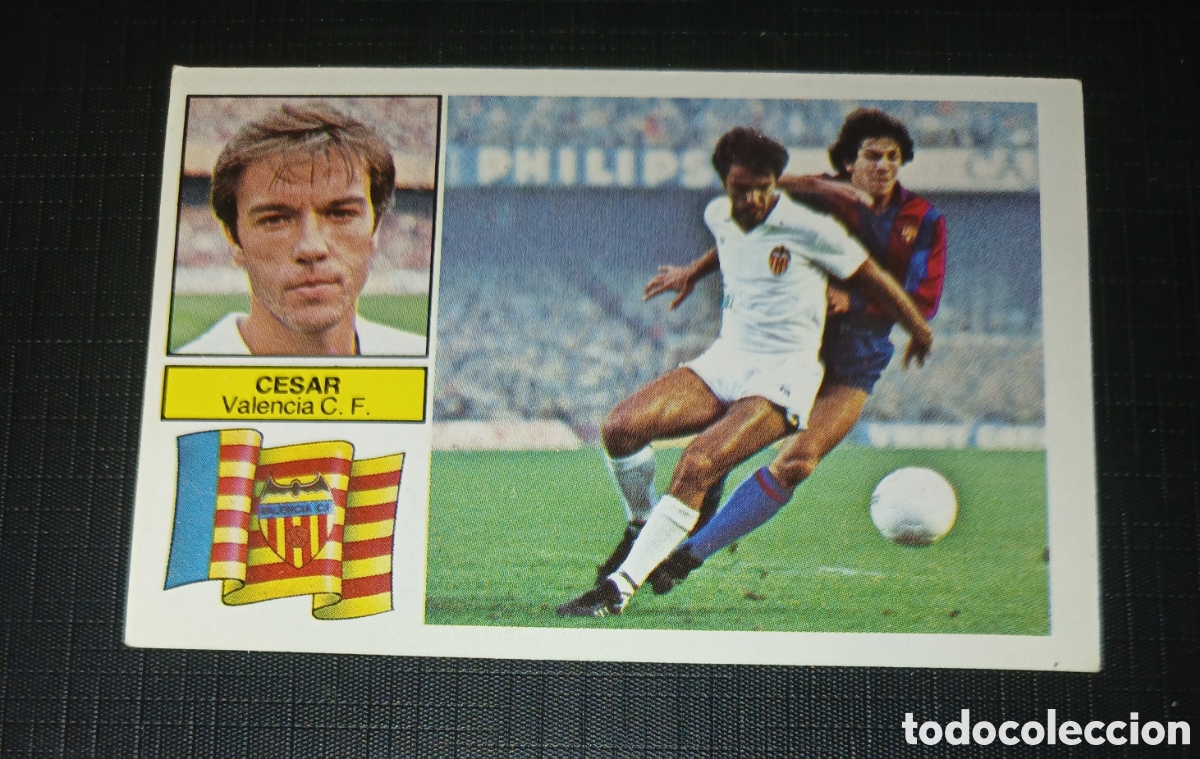 Cromos de f&uacute;tbol: Cromo Cesar Valencia C. F. Ed. Este Liga 1982 1983 82-83 Sin pegar, nunca pegado