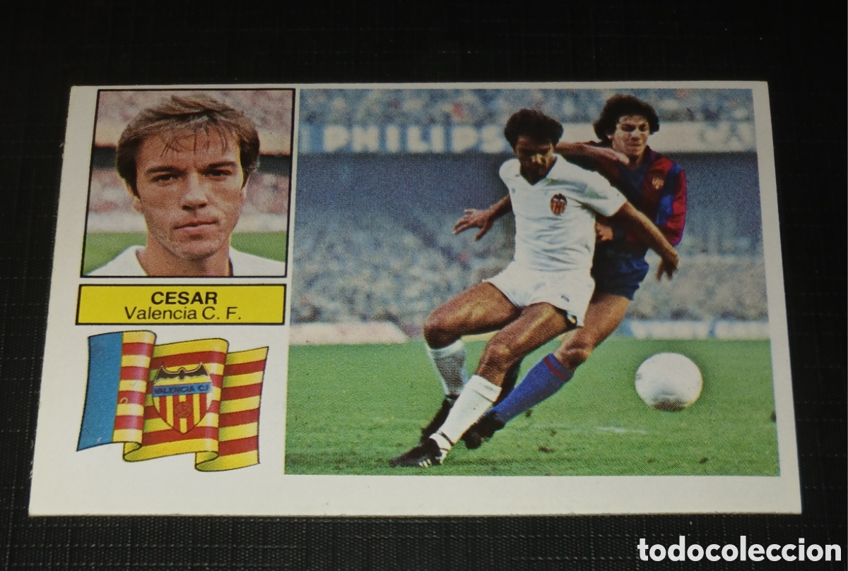 Cromos de f&uacute;tbol: Cromo Cesar Valencia C. F. Ed. Este Liga 1982 1983 82-83 Sin pegar, nunca pegado